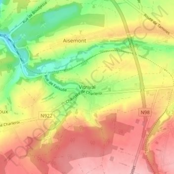 Carte topographique Vitrival, altitude, relief