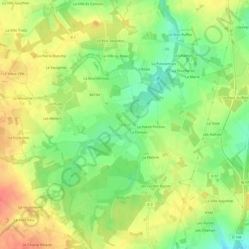 Carte topographique Trélat, altitude, relief