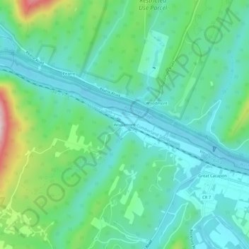 Carte topographique Woodmont, altitude, relief