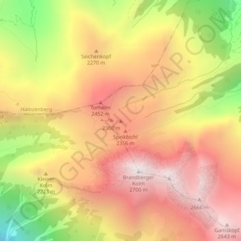 Carte topographique Seespitze, altitude, relief