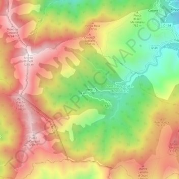 Carte topographique Penti, altitude, relief
