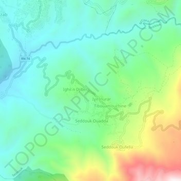 Carte topographique Thiza, altitude, relief