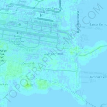 Carte topographique Gisik Cemandi, altitude, relief