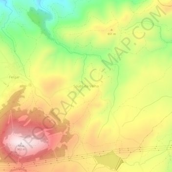 Carte topographique Souto da Velha, altitude, relief