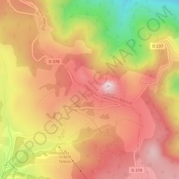 Carte topographique La Source Authentique de la Loire, altitude, relief