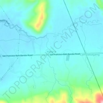 Carte topographique Alegria, altitude, relief