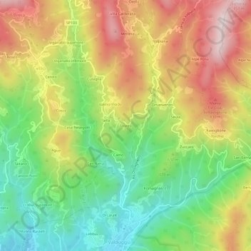 Carte topographique Fronto, altitude, relief