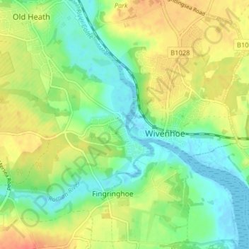 Carte topographique Rowhedge, altitude, relief