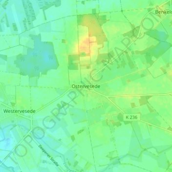 Carte topographique Ostervesede, altitude, relief