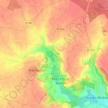 Carte topographique Le Pressoir, altitude, relief
