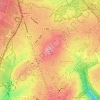 Carte topographique Hohe, altitude, relief