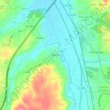 Carte topographique Barreiros, altitude, relief