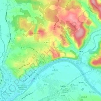 Carte topographique Gau, altitude, relief