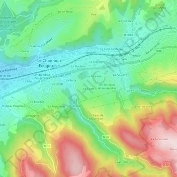 Carte topographique Le Cadet, altitude, relief