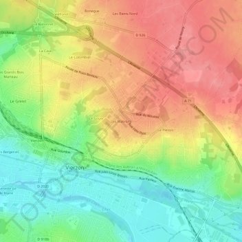 Carte topographique Les Mabilats, altitude, relief