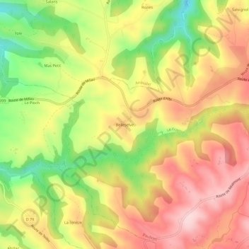 Carte topographique Belleselve, altitude, relief