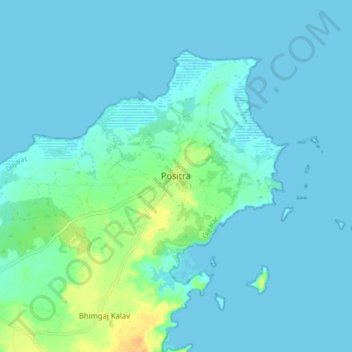 Carte topographique Positra, altitude, relief