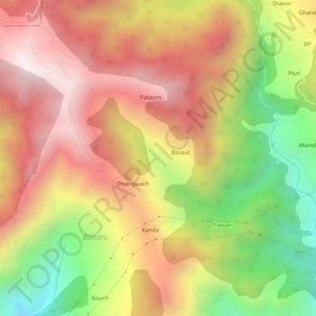 Carte topographique Ranogi, altitude, relief