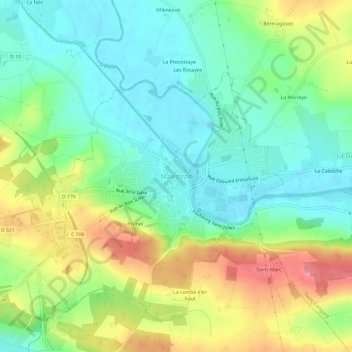 Carte topographique Malestroit, altitude, relief