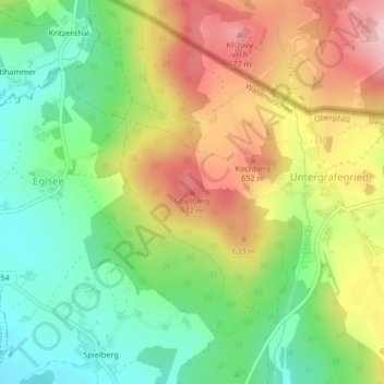 Carte topographique Spielberg, altitude, relief