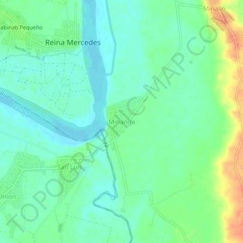 Carte topographique Minanga, altitude, relief