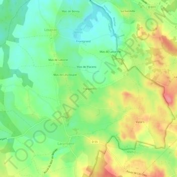 Carte topographique Frespech, altitude, relief