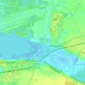 Carte topographique Pütnitz, altitude, relief