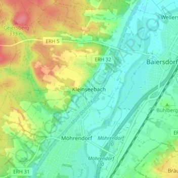 Carte topographique Kleinseebach, altitude, relief