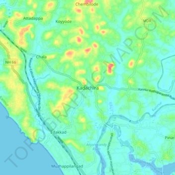 Carte topographique Kadachira, altitude, relief