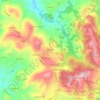 Carte topographique Roncroffio, altitude, relief