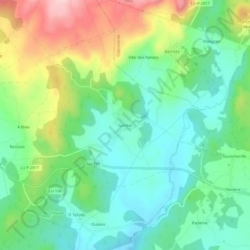 Carte topographique Gondar, altitude, relief
