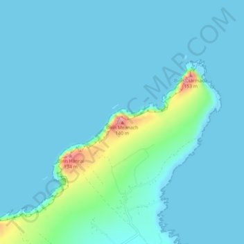 Carte topographique Binn Meanach, altitude, relief