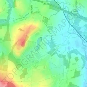 Carte topographique Hensol Castle, altitude, relief