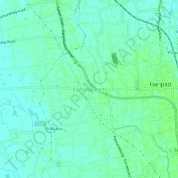 Carte topographique Kumarapuram, altitude, relief