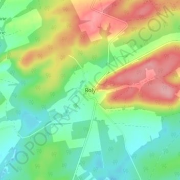 Carte topographique Roly, altitude, relief
