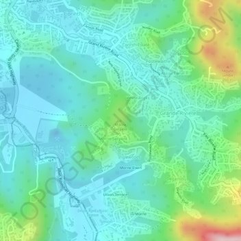 Carte topographique Morne Serpent, altitude, relief