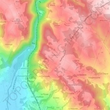 Carte topographique La Roche, altitude, relief