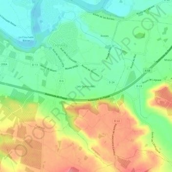 Carte topographique Les Guiraudets, altitude, relief
