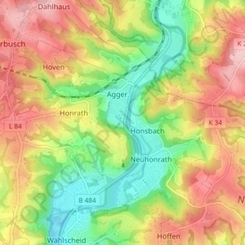 Carte topographique Naafshäuschen, altitude, relief