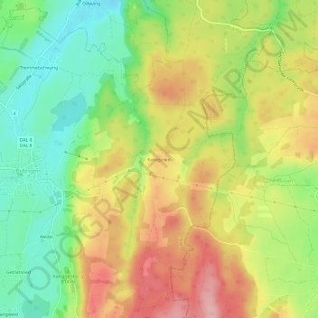 Carte topographique Königsried, altitude, relief