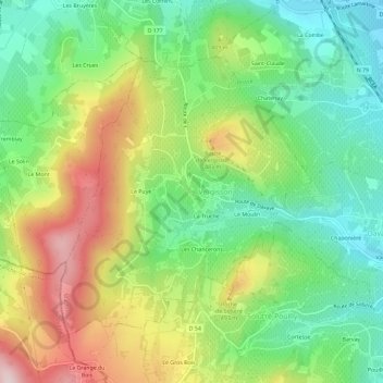 Carte topographique Le Repostère, altitude, relief