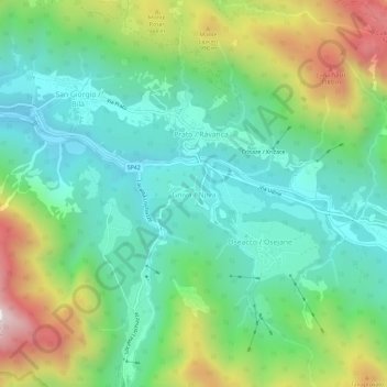 Carte topographique Gniva / Njiva, altitude, relief