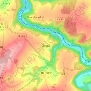 Carte topographique Clodra, altitude, relief