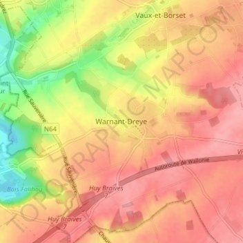 Carte topographique Warnant-Dreye, altitude, relief