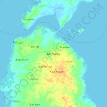 Carte topographique Mabuhay, altitude, relief