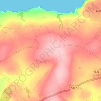 Carte topographique Felinwynt, altitude, relief