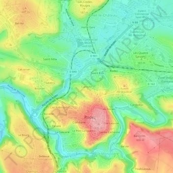 Carte topographique Camonil, altitude, relief