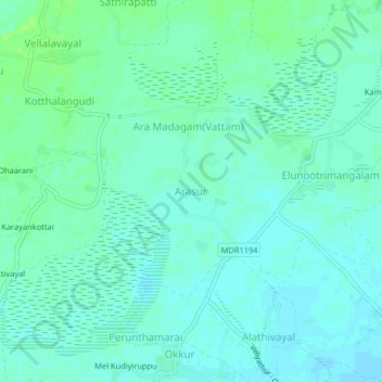 Carte topographique Arasur, altitude, relief