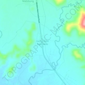 Carte topographique Gen. Emilio Aguinaldo, altitude, relief
