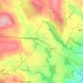 Carte topographique Tremayne, altitude, relief